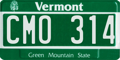 VT license plate CMO314