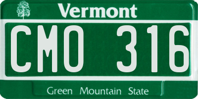 VT license plate CMO316