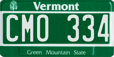VT license plate CMO334