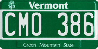 VT license plate CMO386