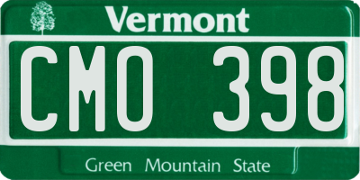 VT license plate CMO398