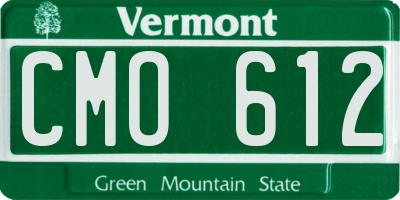 VT license plate CMO612