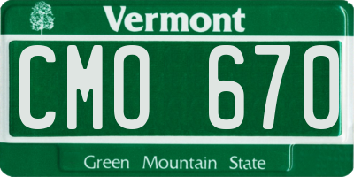 VT license plate CMO670