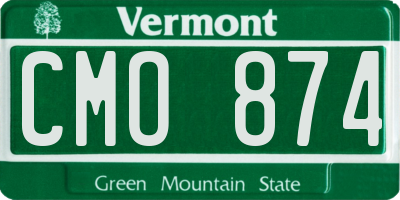 VT license plate CMO874