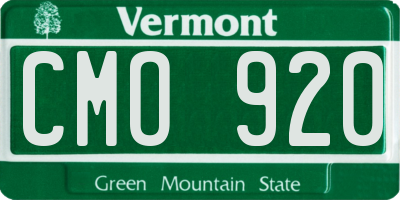 VT license plate CMO920