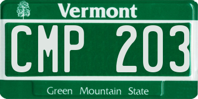 VT license plate CMP203