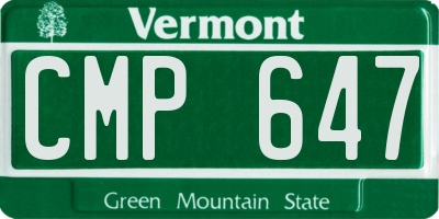 VT license plate CMP647