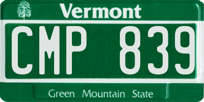 VT license plate CMP839