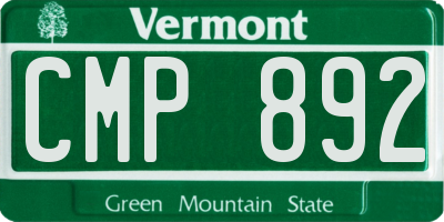 VT license plate CMP892