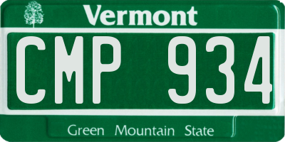 VT license plate CMP934