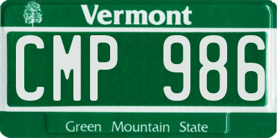 VT license plate CMP986