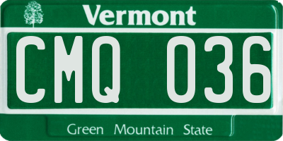 VT license plate CMQ036