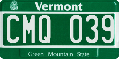 VT license plate CMQ039