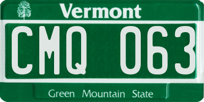 VT license plate CMQ063