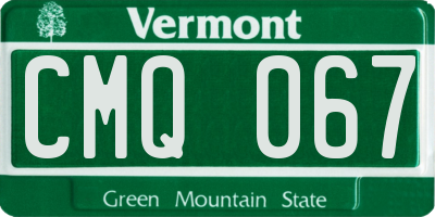 VT license plate CMQ067