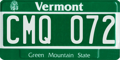 VT license plate CMQ072