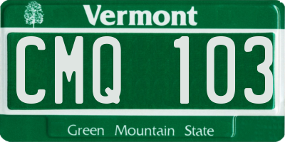 VT license plate CMQ103