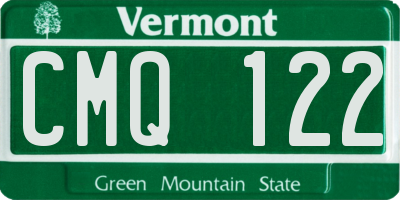 VT license plate CMQ122
