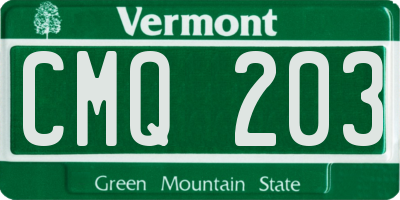 VT license plate CMQ203