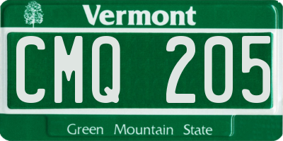 VT license plate CMQ205