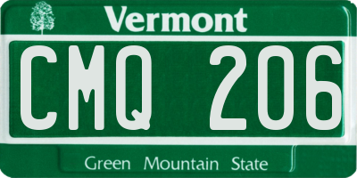 VT license plate CMQ206