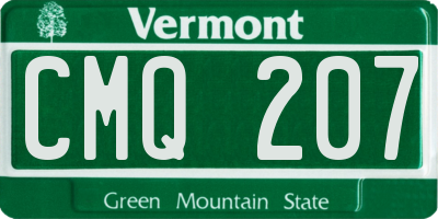 VT license plate CMQ207