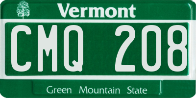 VT license plate CMQ208