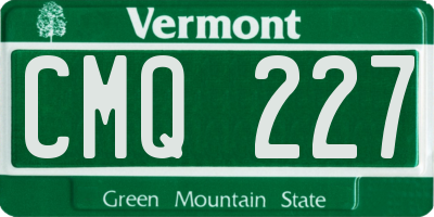 VT license plate CMQ227