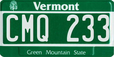 VT license plate CMQ233