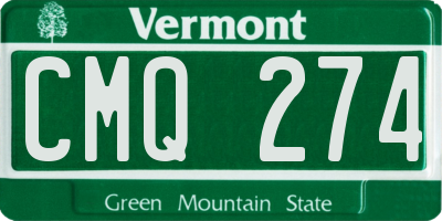 VT license plate CMQ274