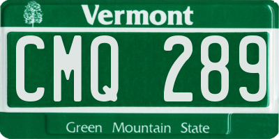 VT license plate CMQ289