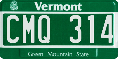 VT license plate CMQ314
