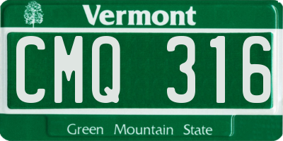 VT license plate CMQ316