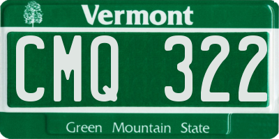 VT license plate CMQ322