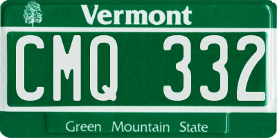 VT license plate CMQ332