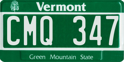VT license plate CMQ347