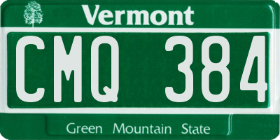 VT license plate CMQ384