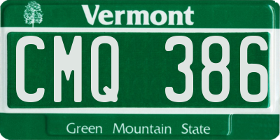 VT license plate CMQ386
