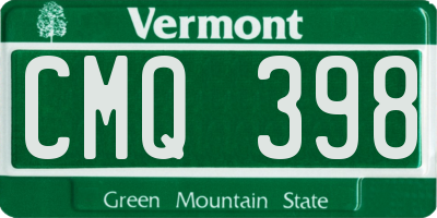 VT license plate CMQ398