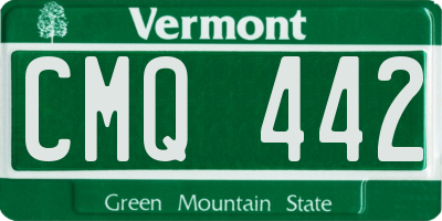 VT license plate CMQ442