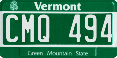 VT license plate CMQ494