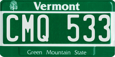 VT license plate CMQ533