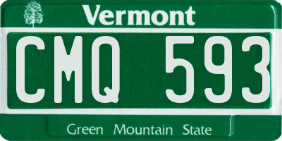 VT license plate CMQ593