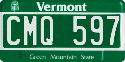 VT license plate CMQ597