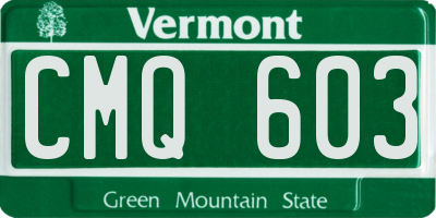 VT license plate CMQ603
