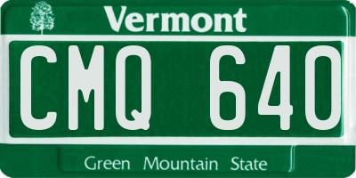 VT license plate CMQ640