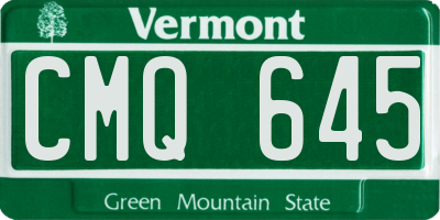 VT license plate CMQ645