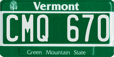 VT license plate CMQ670