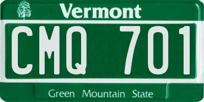VT license plate CMQ701