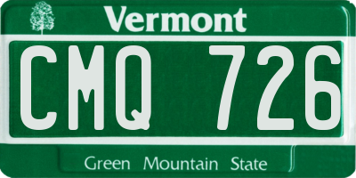 VT license plate CMQ726